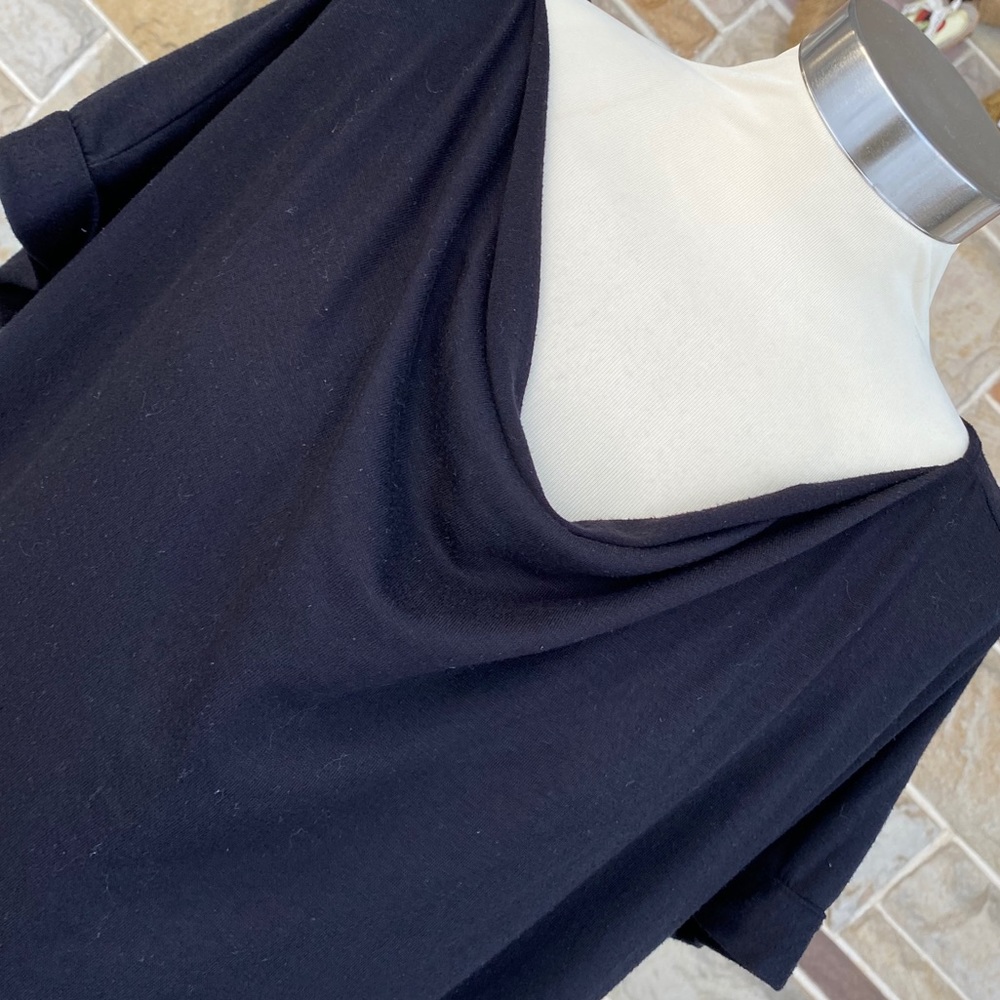 a.n.a. Black Elastic Waist Cowl Neck Top - Picture 2 of 8